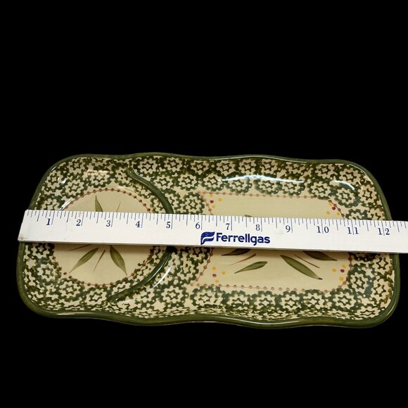 Temptations Soup And Sandwich Tray Bowl Old World Green Floral Pattern - Picture 8 of 8